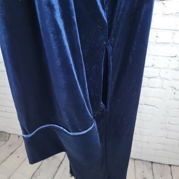 NWT Lauren Ralph Lauren Blue Velvety Velour Zip Long Sleeve Robe Size Small S - Picture 13 of 15